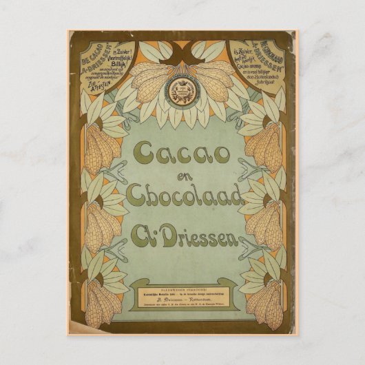 Cacao en Chocolade Dutch Chocolate 1900 Briefkaart (Voorkant)