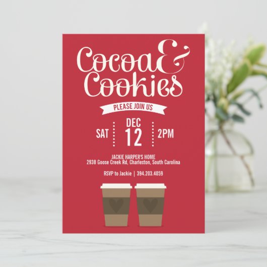 Cacao en Cookies Party Uitnodiging (Staand voorkant)