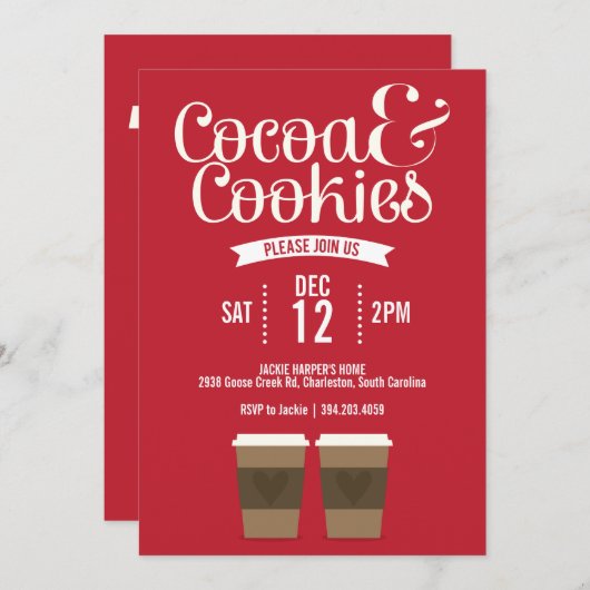 Cacao en Cookies Party Uitnodiging (Voorkant / Achterkant)