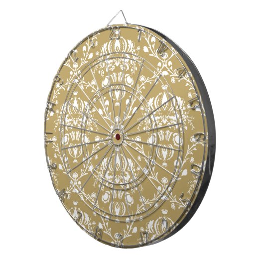 Cacao en Cream Damask Dartbord (Voorkant Rechts)