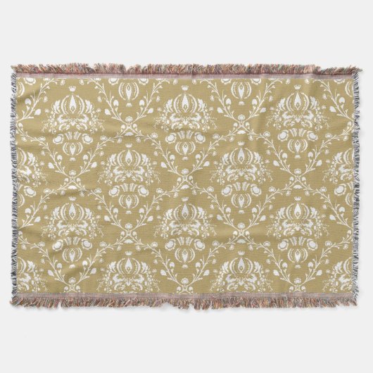 Cacao en Cream Damask Deken (Voorkant)