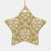 Cacao en Cream Damask Keramisch Ornament (Voorkant)