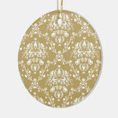 Cacao en Cream Damask Keramisch Ornament (Links)
