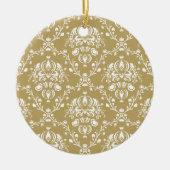 Cacao en Cream Damask Keramisch Ornament (Voorkant)