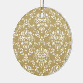 Cacao en Cream Damask Keramisch Ornament (Links)