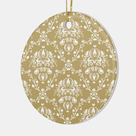 Cacao en Cream Damask Keramisch Ornament (Links)
