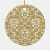 Cacao en Cream Damask Keramisch Ornament (Achterkant)