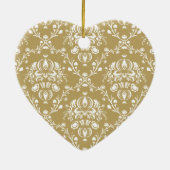 Cacao en Cream Damask Keramisch Ornament (Achterkant)