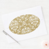 Cacao en Cream Damask Ovale Sticker (Envelop)