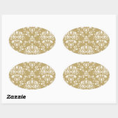 Cacao en Cream Damask Ovale Sticker (Vel)