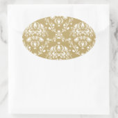 Cacao en Cream Damask Ovale Sticker (Tas)