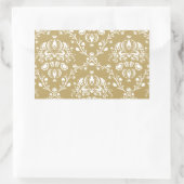 Cacao en Cream Damask Rechthoekige Sticker (Tas)