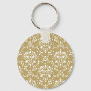 Cacao en Cream Damask Sleutelhanger