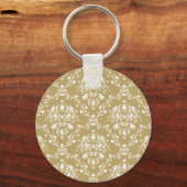 Cacao en Cream Damask Sleutelhanger (Voorkant)