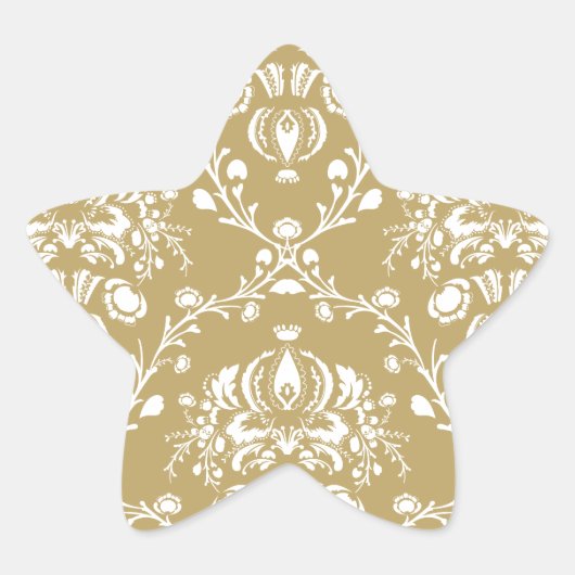 Cacao en Cream Damask Ster Sticker (Voorkant)