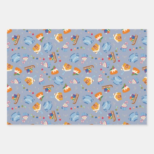 Cacao en kerstfeestartikelen, set 3 inpakpapier vel (Voorkant 3)