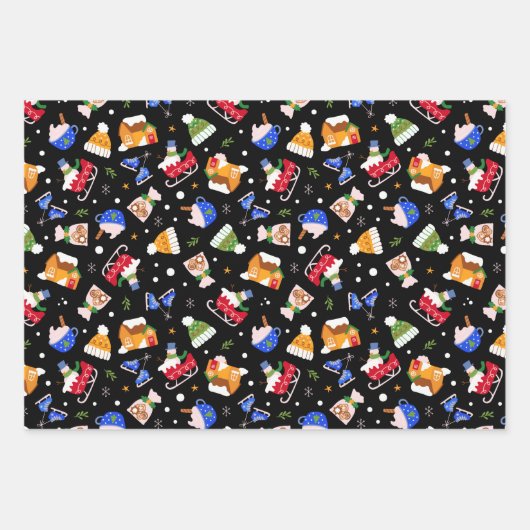 Cacao en kerstfeestartikelen, set 3 inpakpapier vel (Voorkant 2)