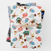 Cacao en kerstfeestartikelen, set 3 inpakpapier vel (In situ)