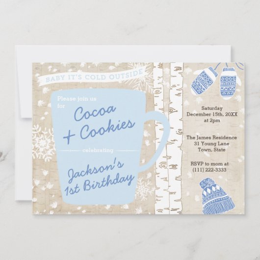 Cacao en koekjes Rustiek Bos Jongen Verjaardagsfee Kaart (Voorkant)