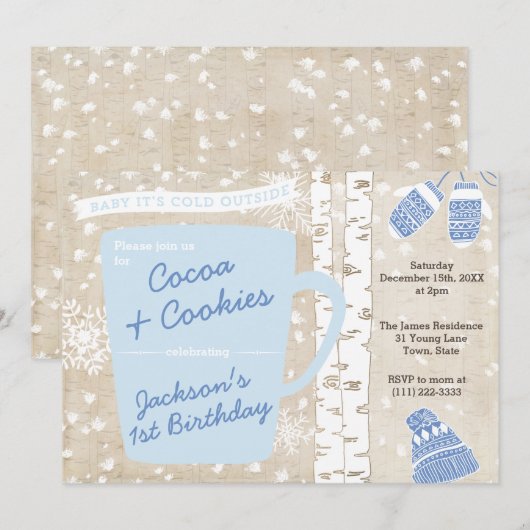 Cacao en koekjes Rustiek Bos Jongen Verjaardagsfee Kaart (Voorkant / Achterkant)