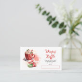 Cacao en Macarons Meisje Baby shower Luier Raffle Informatiekaartje (Staand voorkant)