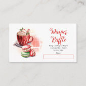Cacao en Macarons Meisje Baby shower Luier Raffle Informatiekaartje (Voorkant)