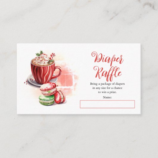 Cacao en Macarons Meisje Baby shower Luier Raffle Informatiekaartje (Voorkant)
