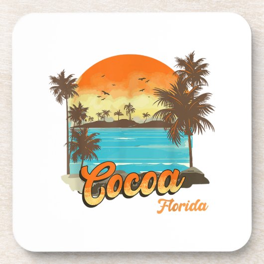 Cacao Florida Beach Zomer Vakantie Palm Sunset Bier Onderzetter (Voorkant)