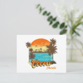 Cacao Florida Beach Zomer Vakantie Palm Sunset Briefkaart (Staand voorkant)