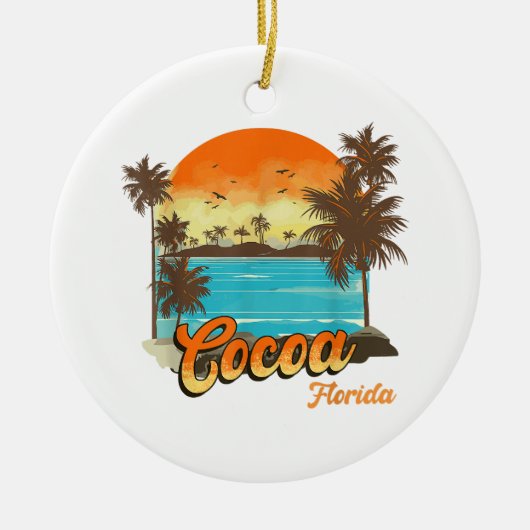 Cacao Florida Beach Zomer Vakantie Palm Sunset Keramisch Ornament (Voorkant)