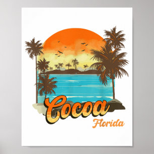 Cacao Florida Beach Zomer Vakantie Palm Sunset Poster