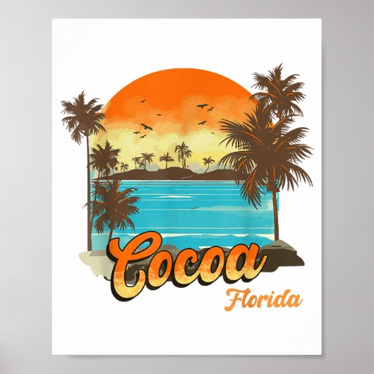 Cacao Florida Beach Zomer Vakantie Palm Sunset Poster (Voorkant)