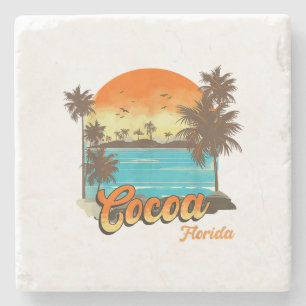 Cacao Florida Beach Zomer Vakantie Palm Sunset Stenen Onderzetter