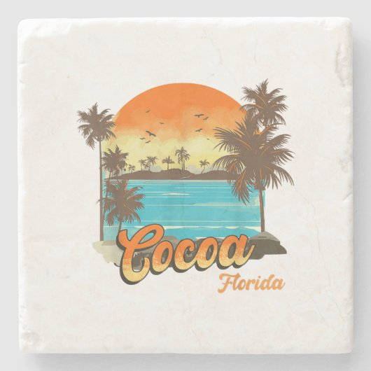 Cacao Florida Beach Zomer Vakantie Palm Sunset Stenen Onderzetter (Voorkant)