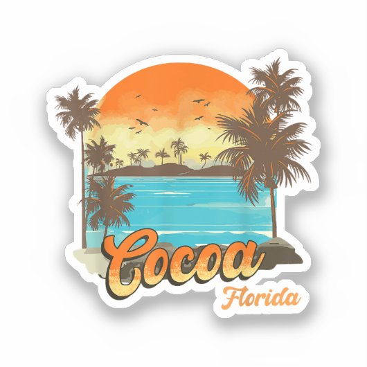 Cacao Florida Beach Zomer Vakantie Palm Sunset Sticker (Voorkant)