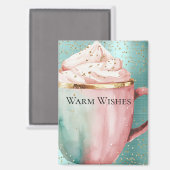 Cacao Gold Pink Mint Wishes Confetti Sparkle Magneet (Voorkant / Achterkant)