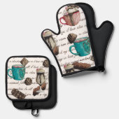 Cacao Marshmallow Hot Chocolate snoep script Ovenwant & Pannenlap Set (Voorkant / Achterkant)