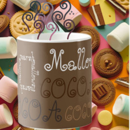 Cacao marshmallow warme chocolade typografie kunst koffiemok