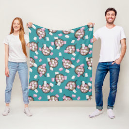 Cacao marshmallow warme chocoladewinter blauwgroen fleece deken
