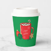 Cacao Mok Green Holiday Paper Cup Papieren Bekers (Achterkant)