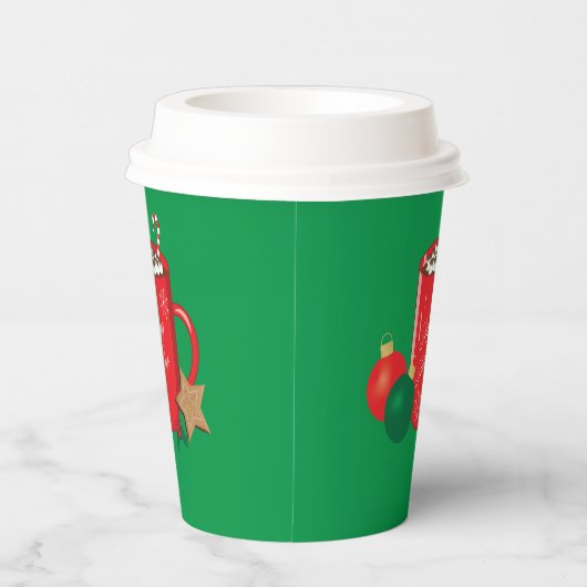 Cacao Mok Green Holiday Paper Cup Papieren Bekers (Rechts)