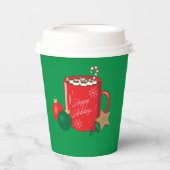 Cacao Mok Green Holiday Paper Cup Papieren Bekers (Voorkant)