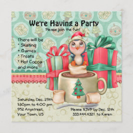 Cacao Penguin Winter Party Kaart