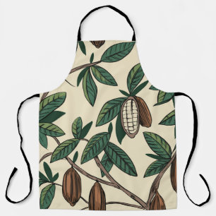Cacao-plant naadloos. Cacaobonen. Vintage Schort