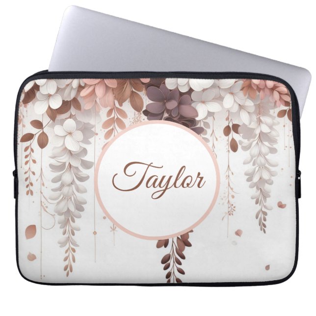 Cacao Roos Wisteria Cascade Laptop Sleeve (Voorkant)