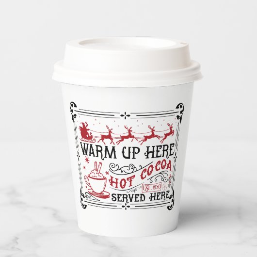 cacao warme kerstwoordkunst papieren bekers (Voorkant)