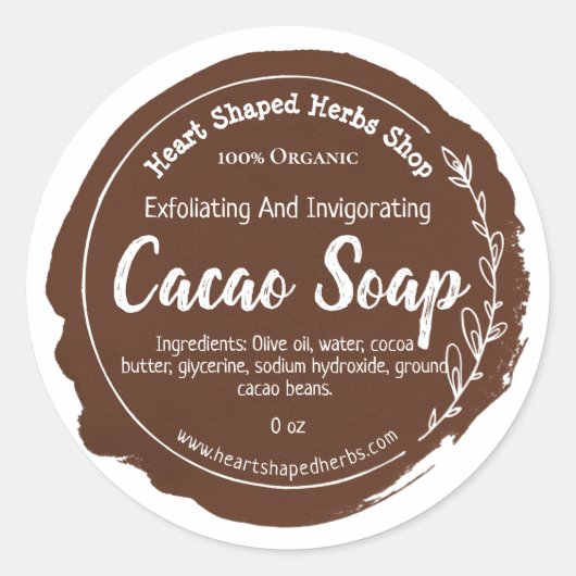  cacao zeeplabel handgemaakte business ronde sticker (Voorkant)