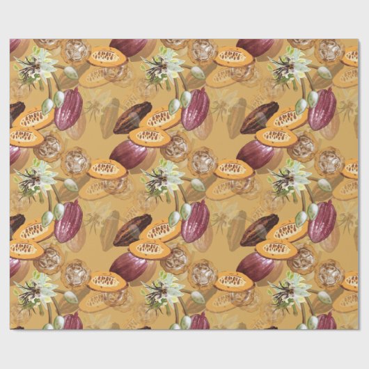 Cacaobonen, chocoladebloemen, Natuur-cadeaus Cadeaupapier (Vlak)