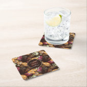 Cacaobonen en bloemen, chocoladepatroon kartonnen onderzetters (Insitu)