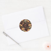 Cacaobonen en bloemen, chocoladepatroon ronde sticker (Envelop)